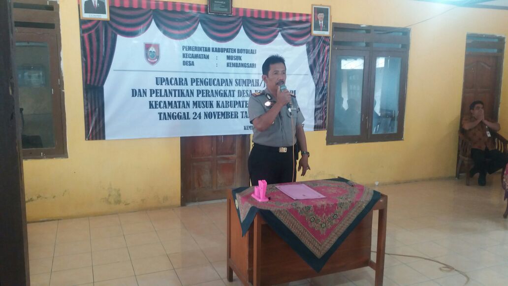 Polsek Musuk Hadiri dan Amankan Pelantikan Perangkat Desa