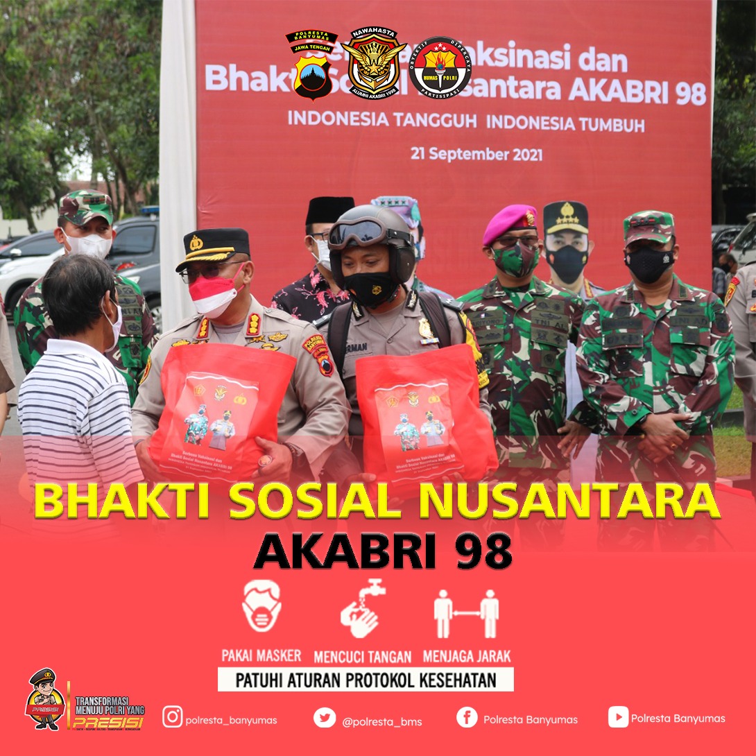 Pengabdian 23 Tahun, Alumni AKABRI’98 Gelar Bakti Sosial dan Vaksinasi Massal di Banyumas
