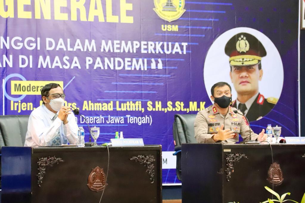 Dimoderatori Kapolda Jateng, Prof Mahfud MD Kupas Peran Perguruan tinggi Perkuat Wawasan Kebangsaan di masa Pandemi