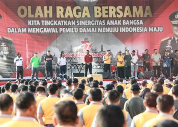 Meriahkan Peringatan Hari Bhayangkara ke 77, Polda Jateng Gelar Olahraga Bersama TNI Polri