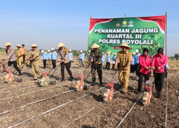 Kapolres Boyolali Pimpin Langsung Penanaman Jagung Kuartal III Dukung Program Ketahanan Pangan di Wilayah Giriroto