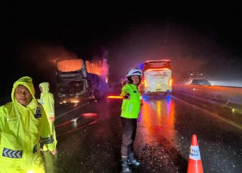 Kapolres Boyolali Pimpin Langsung Penanganan Bus Terbakar di Tol KM 480 B Dukuh Mudal